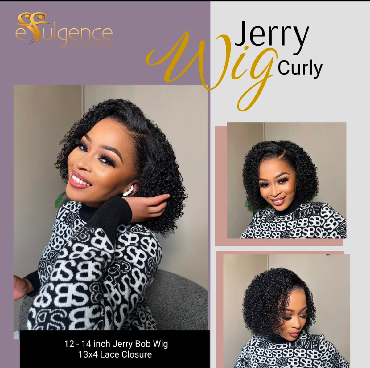 Full Frontal Jerry Curly Bob Wig (180 Density)