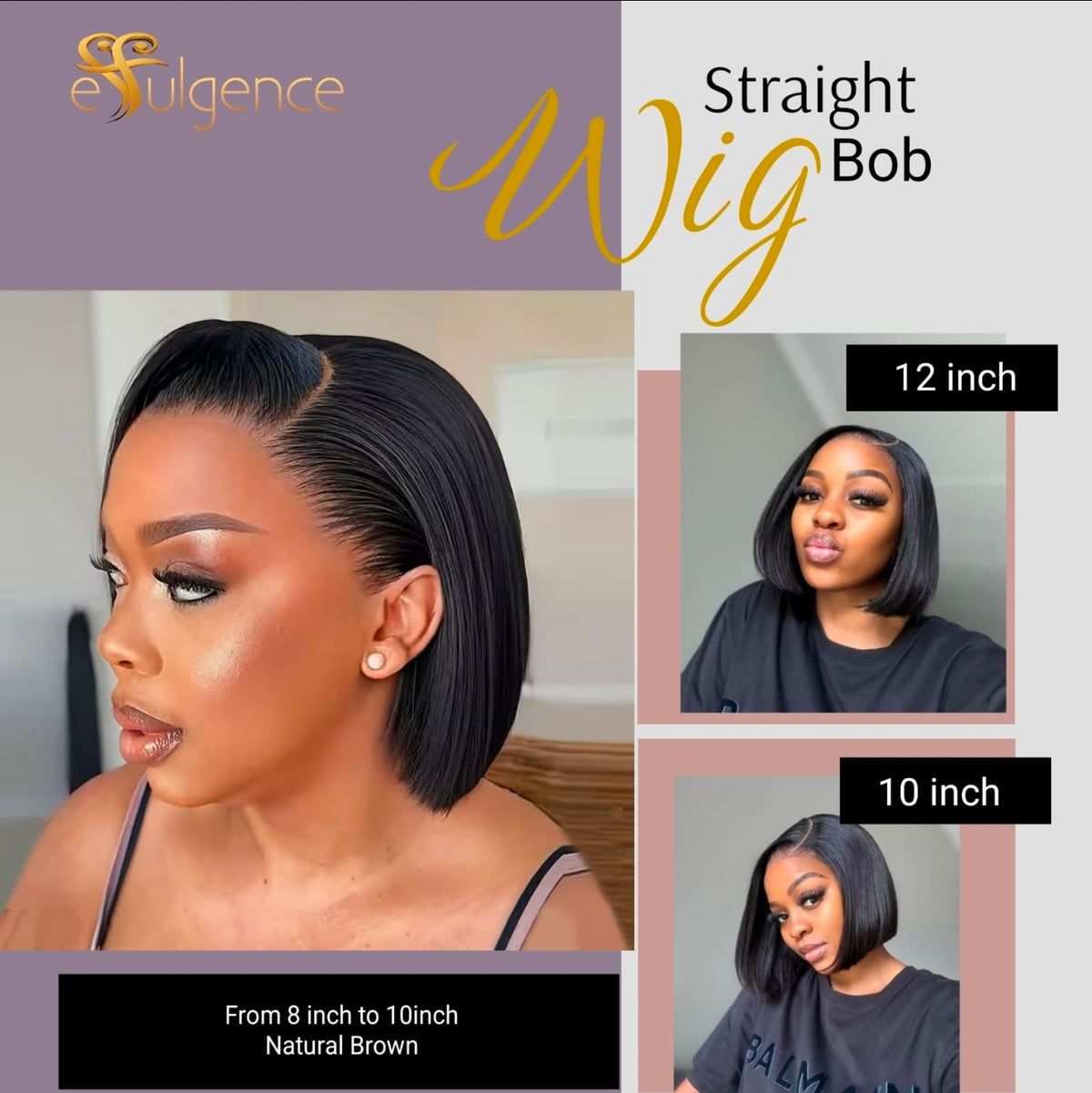 Full Frontal Straight Bob Wig (180 Density)