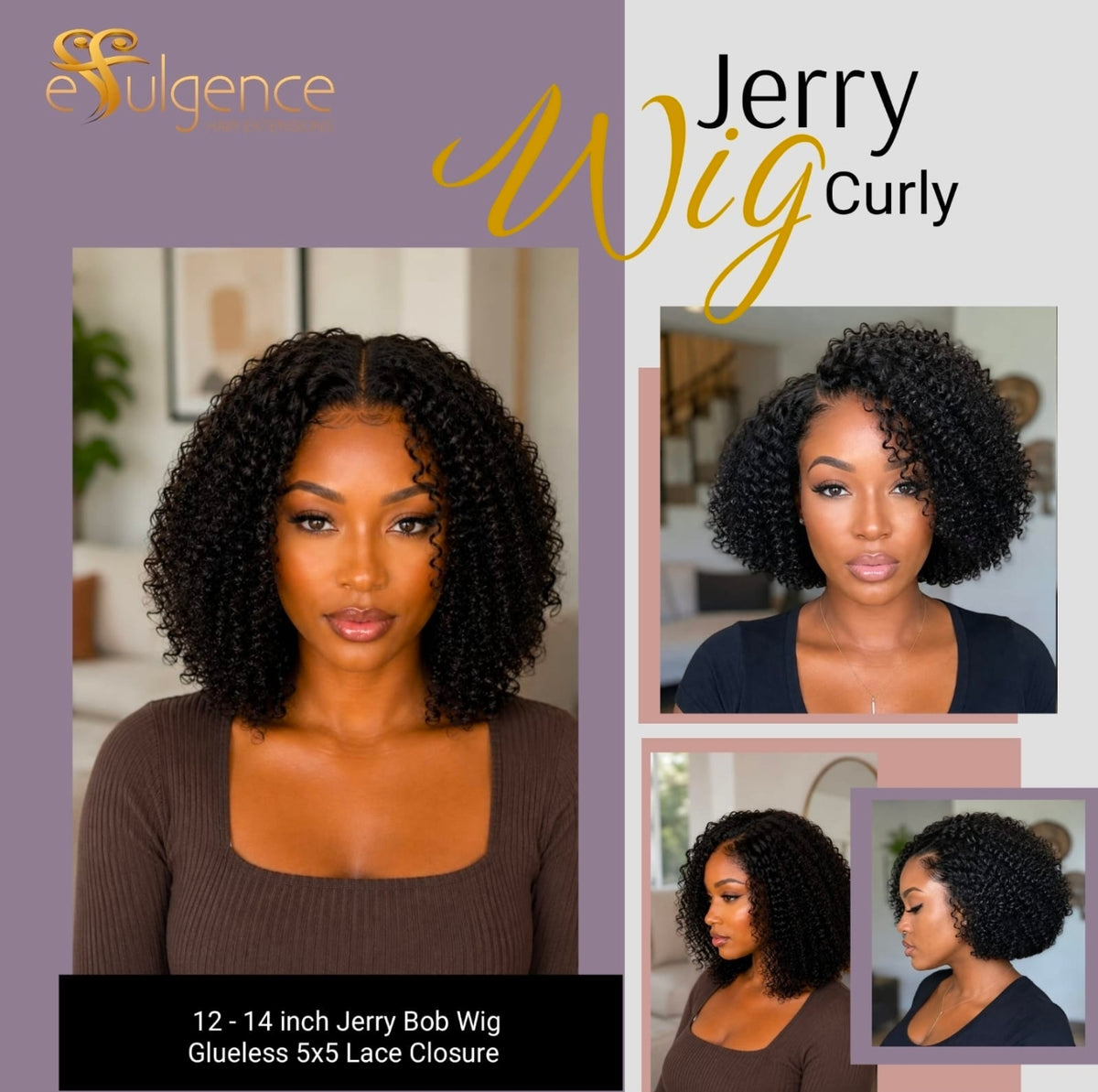 Glueless Jerry Curl Bob (180 Density)