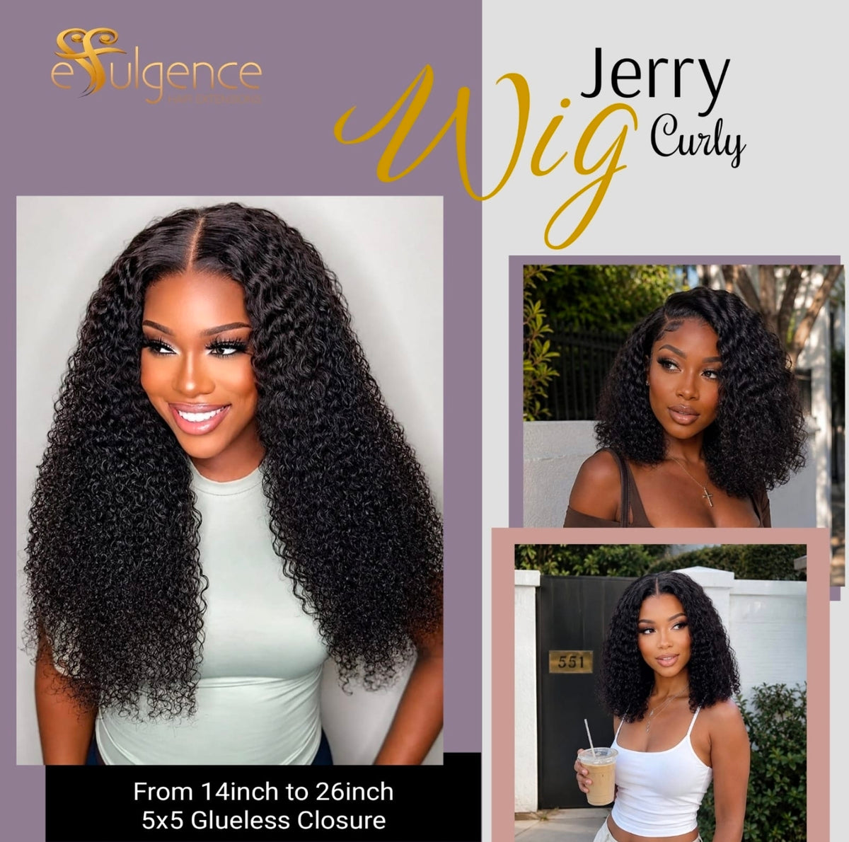 Glueless Jerry Curly Wig (180 Density)