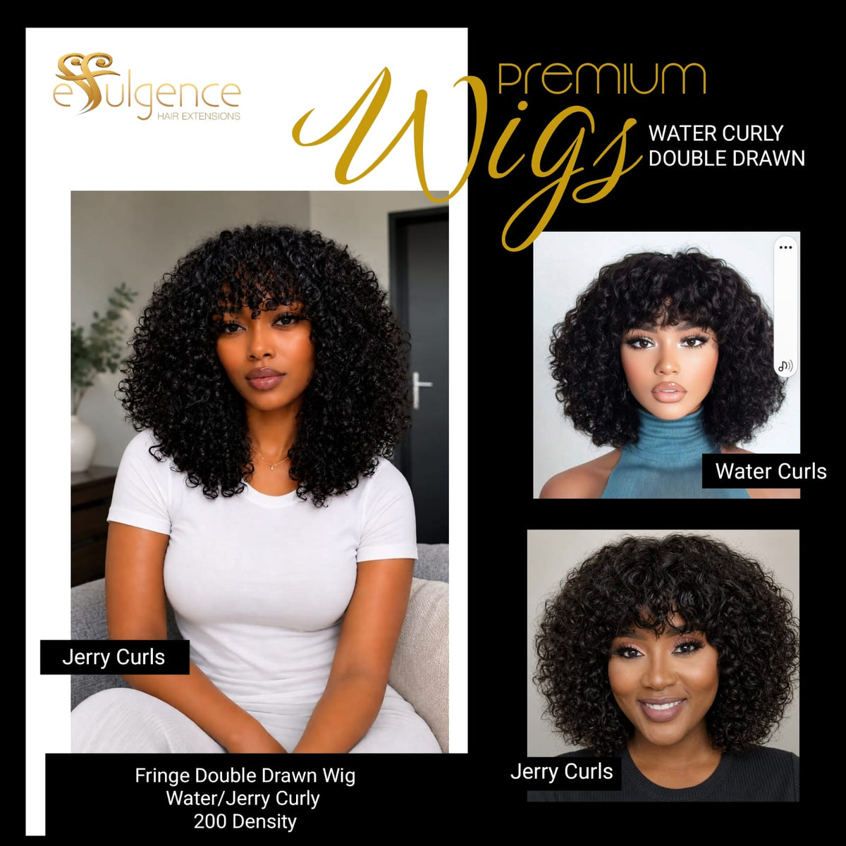Premium Jerry/Water Curly Fringe Wig