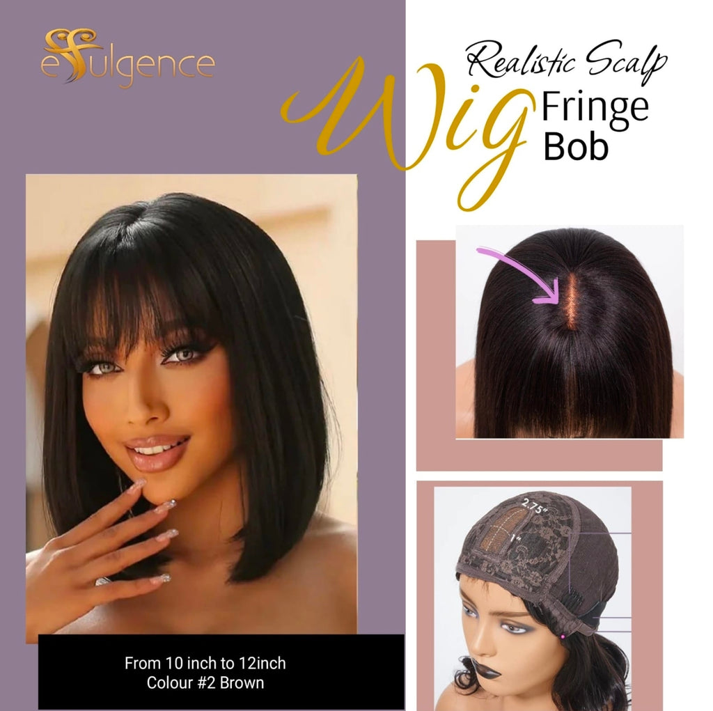 Realistic Straight Fringe Bob Wig (180 Density)